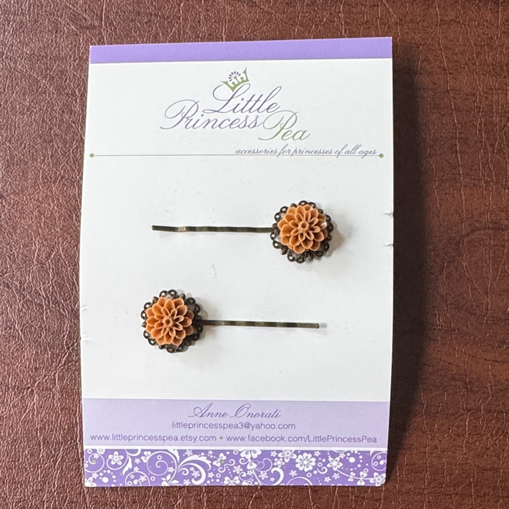 Orange Flower Hair Pins